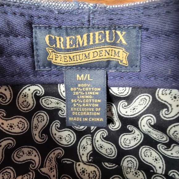 Cremieux Cadet Cap Women's Size M / L Blue Chambray Denim and Brown Faux Leather - Picture 15 of 16